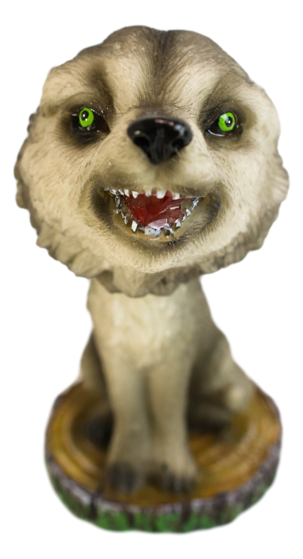 Cries of The Night Howling Gray Wolf With Green Eyes Bobblehead Figurine 3.75" H - Ebros Gift