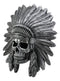 Large Native Indian Chieftain Warrior Skull With Roach Headdress Wall Decor