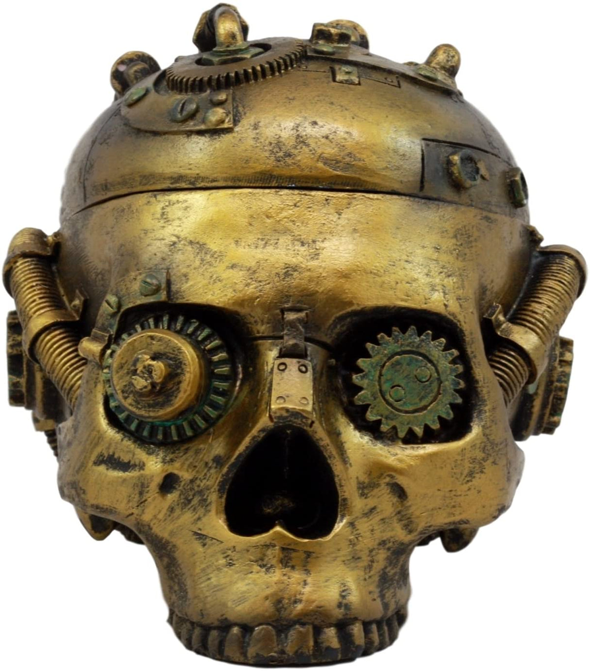 Steampunk Cyborg Robotic Skull Jewelry Box Figurine 7.5"L Skull Bowl Container - Ebros Gift