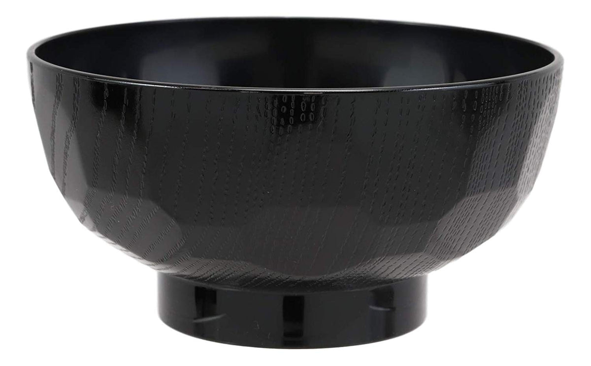 Ebros Japanese Contemporary Black Lacquer Ridged Bowls Made In Japan Set of 10
