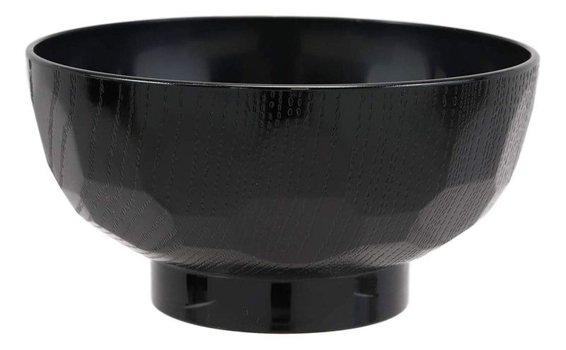 Ebros Japanese Contemporary Black Lacquer Ridged Bowls Made In Japan Set of 10
