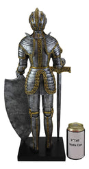 Ebros 21" Tall Large Medieval Royal Knight Guard with Long Sword and Dragon Lion Heraldry Shield Statue Castle Suit of Armor Resin Figurine European Historical Home Decor - Ebros Gift