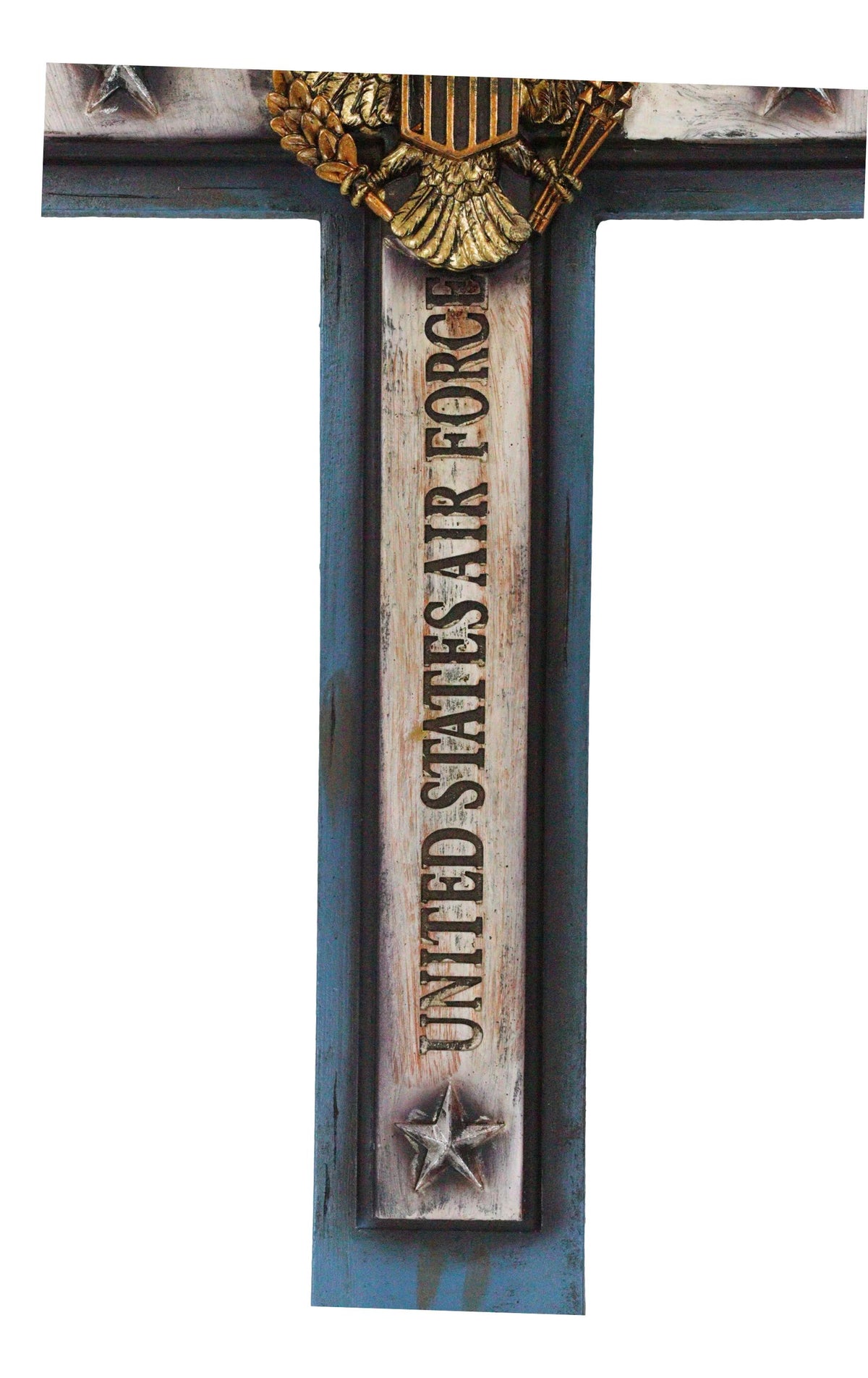 Large Western USA Air Force Patriotic Bald Eagle Emblem Blue Memorial Wall Cross