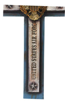 Large Western USA Air Force Patriotic Bald Eagle Emblem Blue Memorial Wall Cross