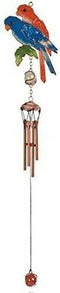 Tropical Scarlet Macaw Parrot Lovers Bird Pair Resonant Copper Wind Chime Garden