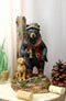 Rustic Black Bear Carrying Backpack Binoculars Shotgun With Hunting Dog Figurine