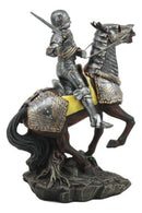 Medieval Swordsman Knight With Suit Of Armor Charging On Calvary Horse Statue