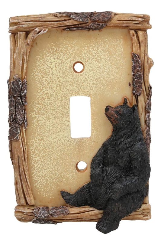 Ebros Black Bear By Branch Twigs Wall Light Cover Set of 2 Single Toggle Switch - Ebros Gift