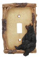 Ebros Black Bear By Branch Twigs Wall Light Cover Set of 2 Single Toggle Switch