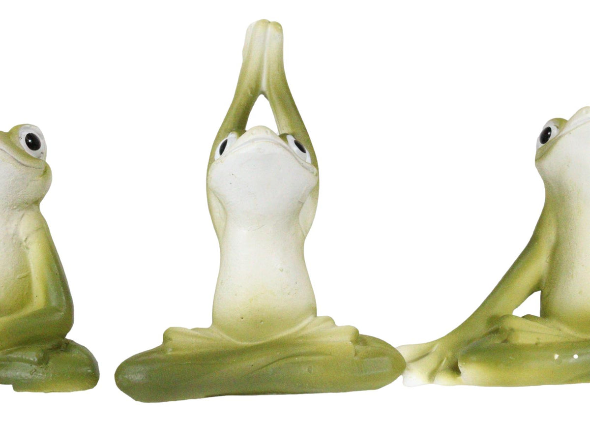 Ebros Zen Garden Inner Peace Yoga Frogs Set of 3 Figurine Collectible