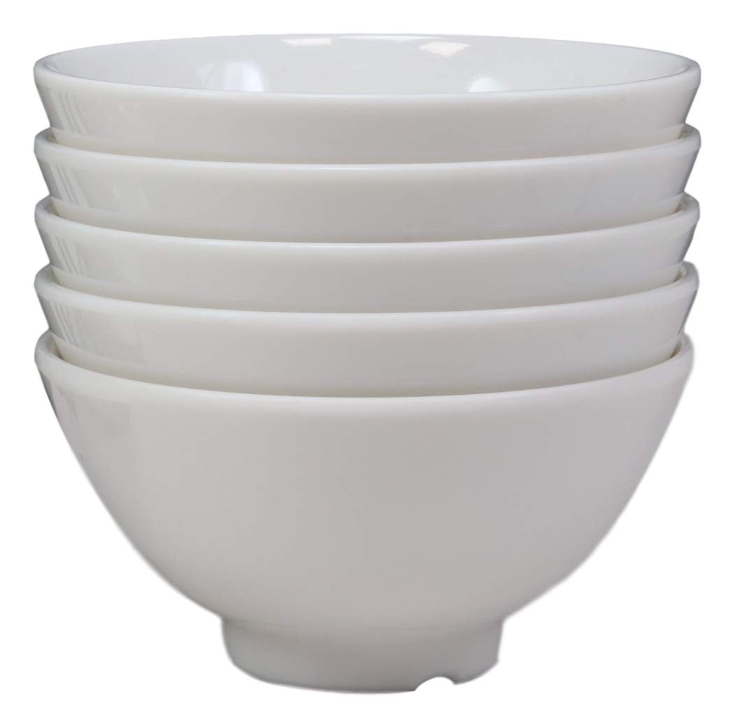 Modern White Jade Melamine Round Bowls 8oz For Rice Soup Salad Sauce Set Of 6