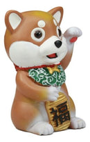 Maneki Shiba Inu Figurine Talisman Cute Japan Dog Puppy Year Of The Dog 4"Tall