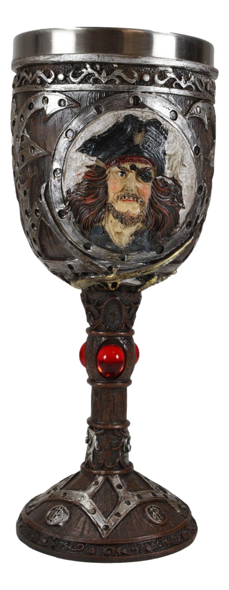 Ebros Pirate Captain Sparrow And Hook Blunderbuss Cutlass Wine Goblet Chalice