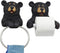 Ebros Whimsical Black Bear Toilet Paper and Hand Towel Holder Set Bathroom Decor