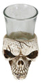 Set Of 4 Gothic Graveyard Macabre Grinning Evil Skull Shot Glass Holder Figurine