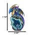 Metallic Blue Iridescent Dragon On Faux Geode Rock Quartz Crystal Cove Figurine