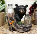 Ebros Black Bear In the Woods Salt And Pepper Shakers Holder Set 6.25"Tall