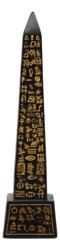 Ebros Egyptian Temple of Ra Gold Black Luxor Obelisk With Hieroglyphs Statue 8"H