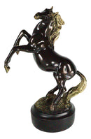Western Black Beauty Rearing Horse In Bronze And Gold Resin Figurine With Base