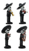 Ebros 4"Tall Fiesta Squad Day Of The Dead Skeleton Mariachi Band Statue Set of 4 Violin Guitarron Guitar And Trumpet Player Dias De Muertos Figurine Decor Set Or As Wedding Cake Toppers