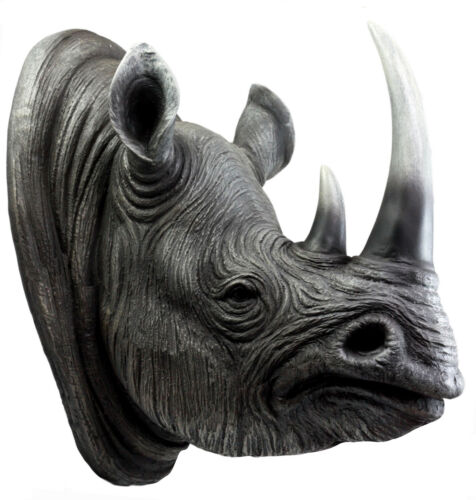 Safari Black Rhino Wall Plaque 14.5"H Taxidermy Rhinoceros Wall Decor Sculpture - Ebros Gift