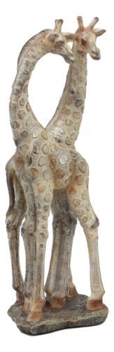 Large Mosaic Twin Reticulated Giraffe Couple Statue 12.5"Tall Giraffes Decor