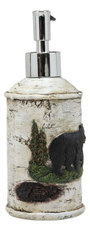 Ebros Rustic Black Bear Faux Birch Liquid Soap Or Lotion Pump Dispenser
