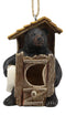 Ebros Rustic Black Bear Hut by Birdhouse Bird Feeder Hanger with Jute Strings