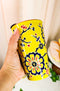 Yellow Floral Cherry Blossoms Ceramic Travel Mug Cup 12oz With Lid Hot Or Cold