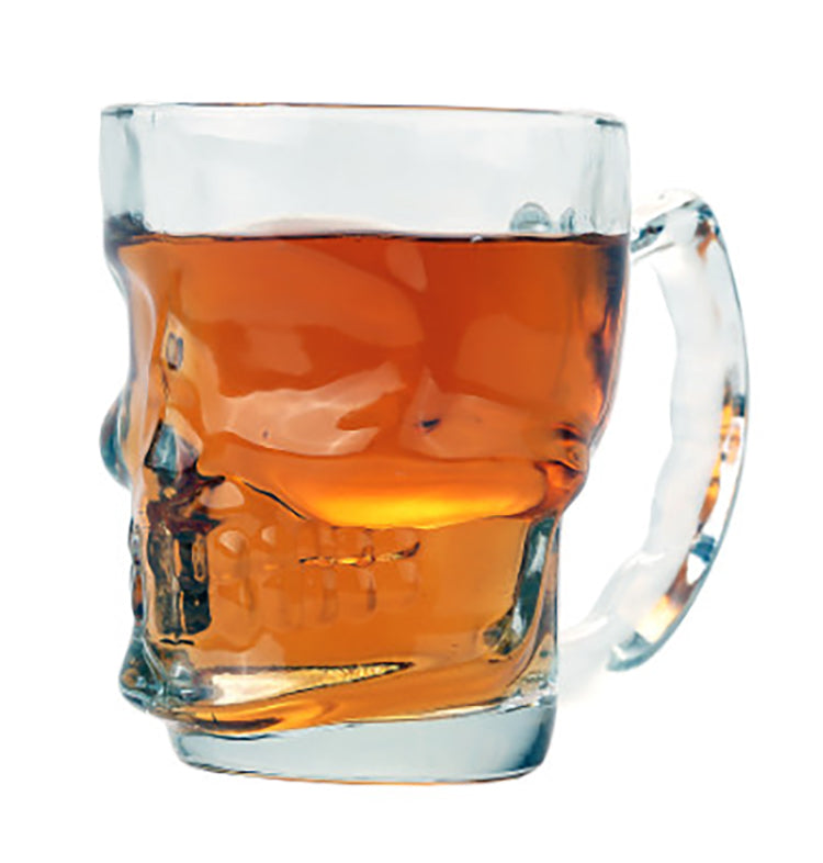 Ebros Day of The Dead Grinning Skull Cranium Novelty Glass Mug W/ Bone Handle