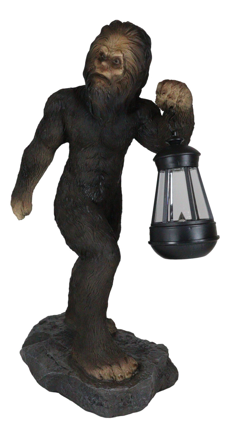 Bigfoot Sasquatch Mythical Legend Ape Man Creature Carrying LED Lantern Statue