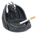 Ebros Mythical Guardian Dragon With Celtic Knotwork Round Cigarette Ashtray Statue 5.5" Wide Faux Stone Resin Legend Of The Swords Dragon Sculpture