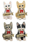 Set of 4 Cats Black White Tabby Grey Kittens With Fish Bones Welcome Figurines