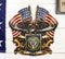 Patriotic US United States Army Eagle Emblem With 2 American Flags Wall Decor