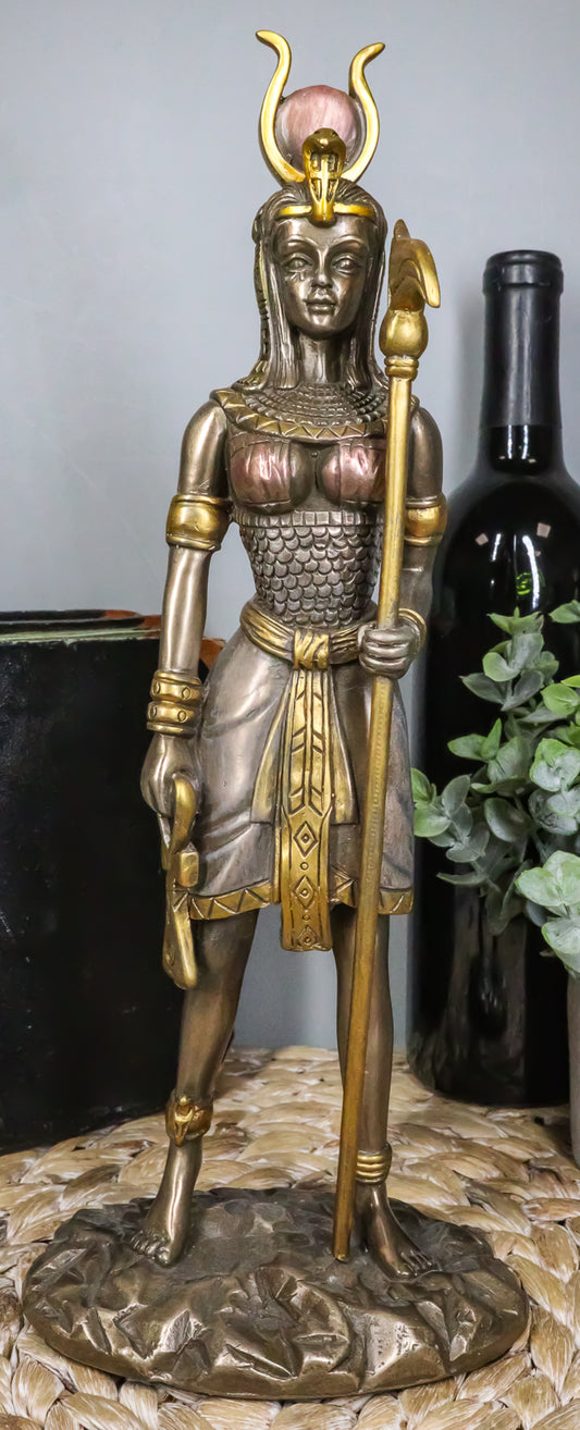 Egyptian Goddess of Motherhood Sky Love Arts Hathor Ra Holding Staff Figurine