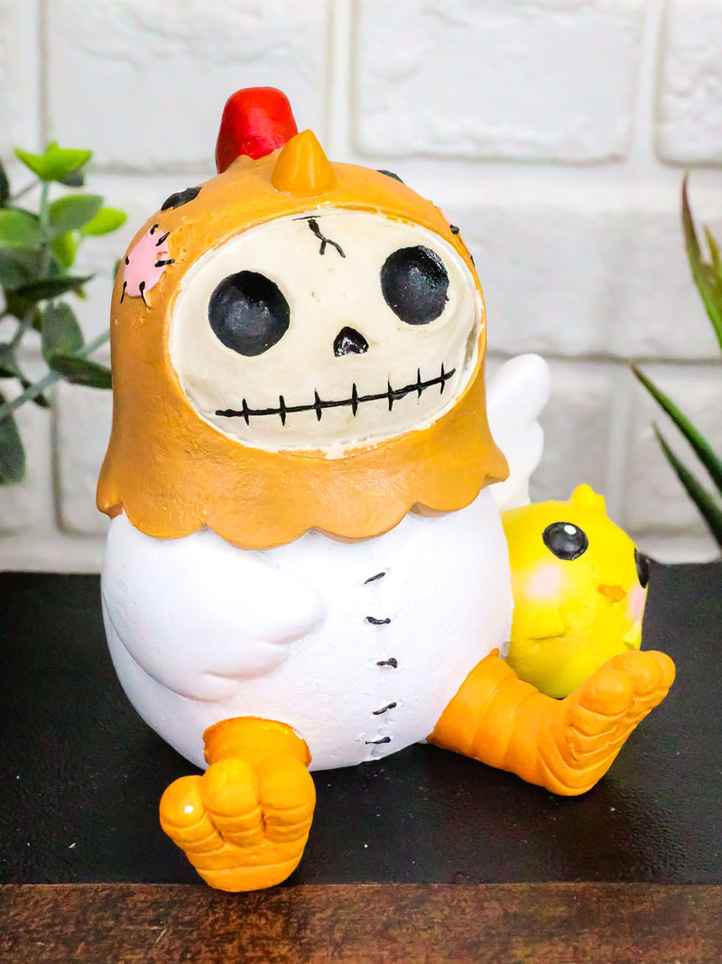 Ebros Furry Bones Chicken Nugget with Yellow Chick Figurine 3.5" Tall Skeleton