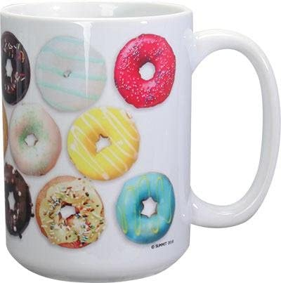 Ebros Gift Novelty Doughnut Mug Ceramic Coffee Mug 15 ounces Capacity 4.5"H Mug