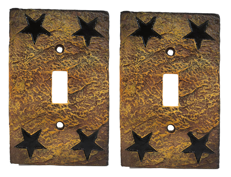 Set of 2 Western Stars Silhouette Textured Wall Single Toggle Switch Plates