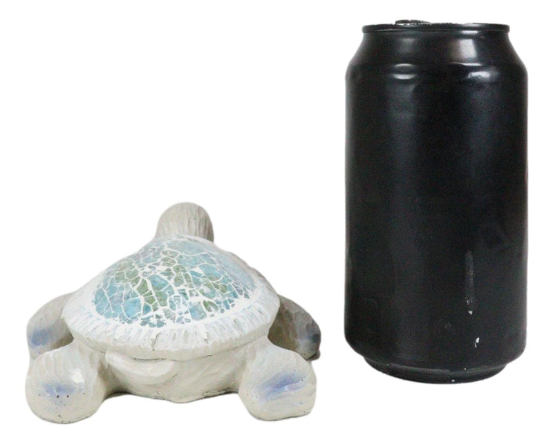 Ebros Coastal Ocean Giant Sea Turtle Statue With Crushed Glass Mosaic Shell Nautical Decor Figurine