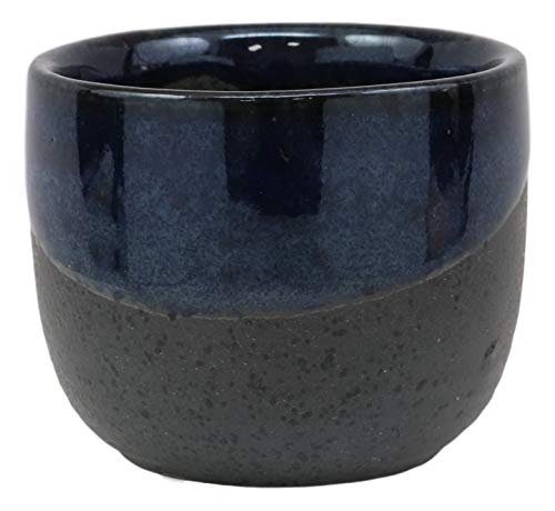 Ebros Gift Blue And Black Horizon Sky Glazed Ceramic Pottery Heaven And Earth 'Ten To Ji' Design Japanese Rice Wine Sake Set 4 Pieces Of 1 Tokkuri Serving Flask 10oz With 3 Ochoko Cups 2oz