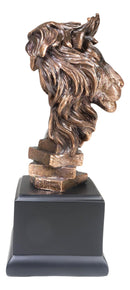 King Of The Jungle African Lion Pride Bust Bronze Electroplated Figurine Statue