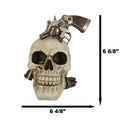 Wild West Cowboy Western Outlaw Skull With Pistol Gun And Ammo Bullets Figurine