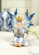 Ebros Frozen Blonde Frost Flake Wings Fairy Holding Spring Flowers Figurine