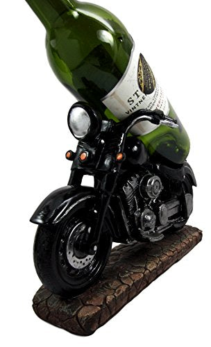 Ebros Gift Vintage Black Chopper Motorcycle Bike Wine Holder Figurine 12.25"L