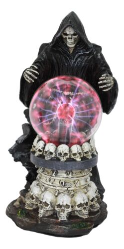 Ebros Gothic Alchemy Day of The Dead Grim Reaper Death Electric Plasma Ball Lamp - Ebros Gift