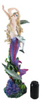 Ebros Large Nouveau Nautical Iris Tail Mermaid Swimming W/  Dolphins Statue 27"H