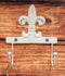 Ebros Gift 5.75" Tall Cast Iron Rustic Vintage Distressed White Fleur De Lis Emblem with 2 Peg Hooks Decorative Wall Hook Southwestern Hangers Accent for Keys Leashes Coats Hats (4)