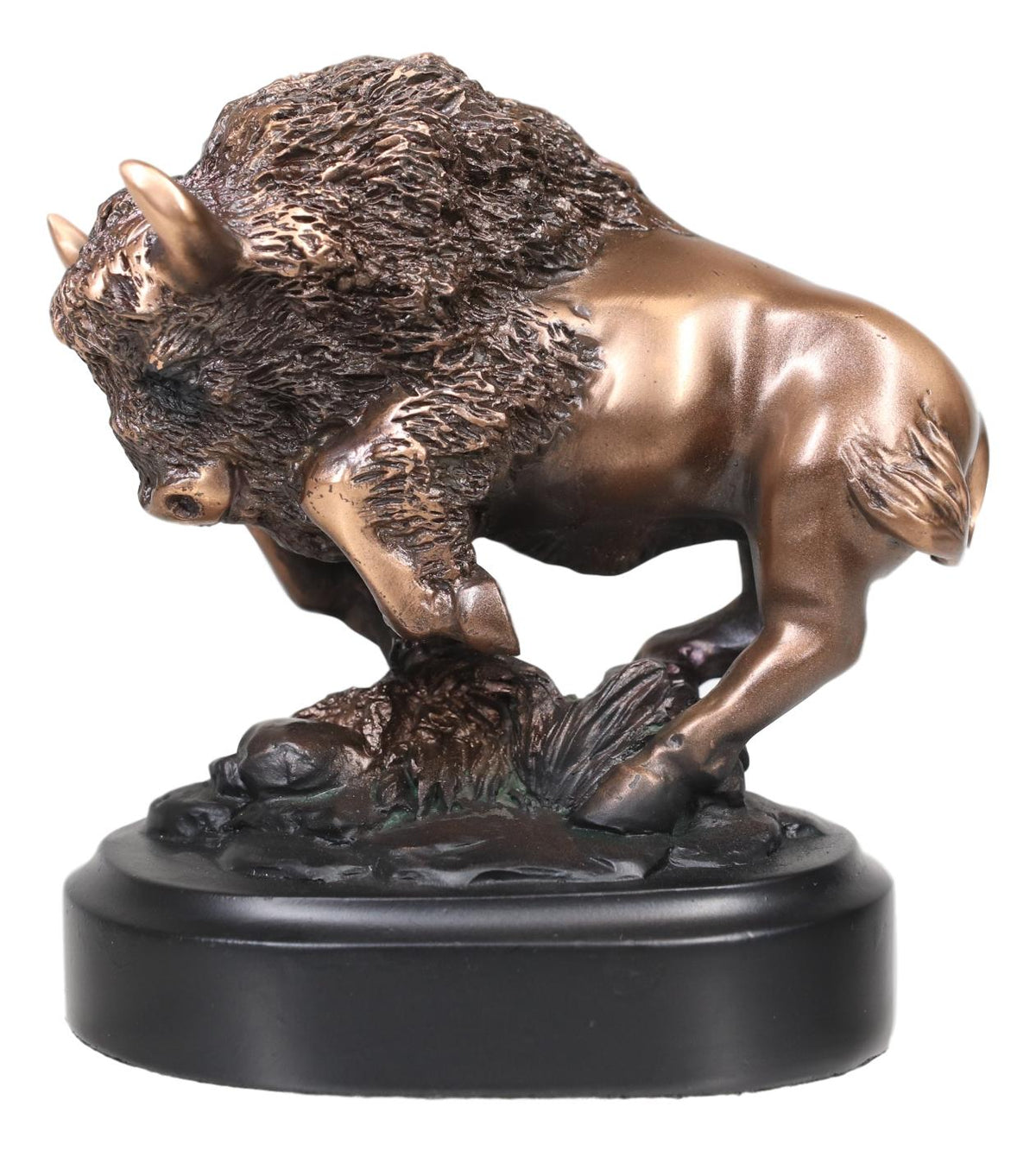 Ebros Western Charging American Bison Small Bronze Patinated Resin Figurine - Ebros Gift
