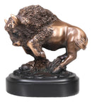 Ebros Western Charging American Bison Small Bronze Patinated Resin Figurine