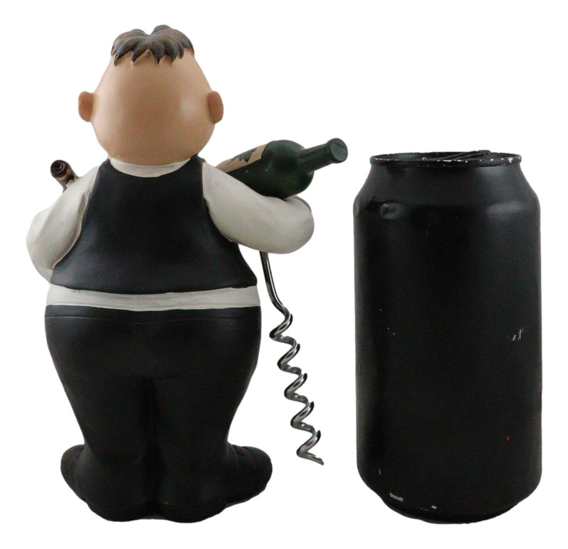 Ebros Gift Whimsical Hand Painted Novelty Corkscrew Wine Bottle Cork Opener Party Hosting Beverage Accessory Home And Kitchen Decor Organizer (Fat Butler Waiter)
